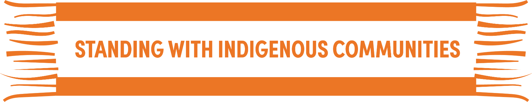 Standing with our Indigenous community orange banner