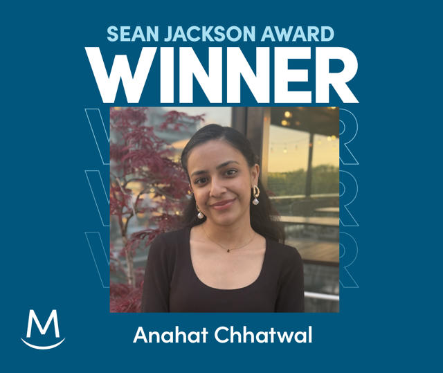 Sean Jackson Award Winner. Anahat Chhatwal.