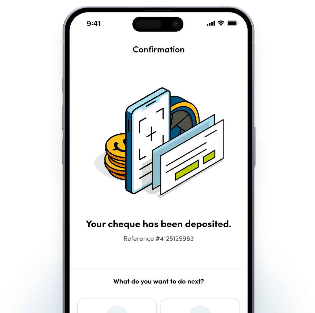 Meridian mobile app open on a phone and an award medal that says Ranked #1 in online experience for Canadian credit unions by Surviscor, 2024.