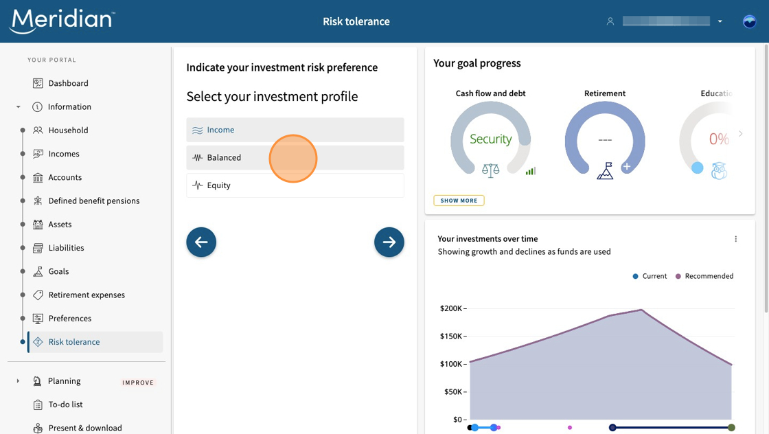 Risk tolerance section of your retirement plan