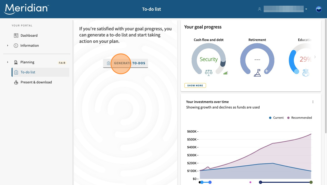 To-do list tab open with Generate to-do button circled.