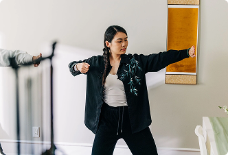 Sophia Y. in a martial arts class.