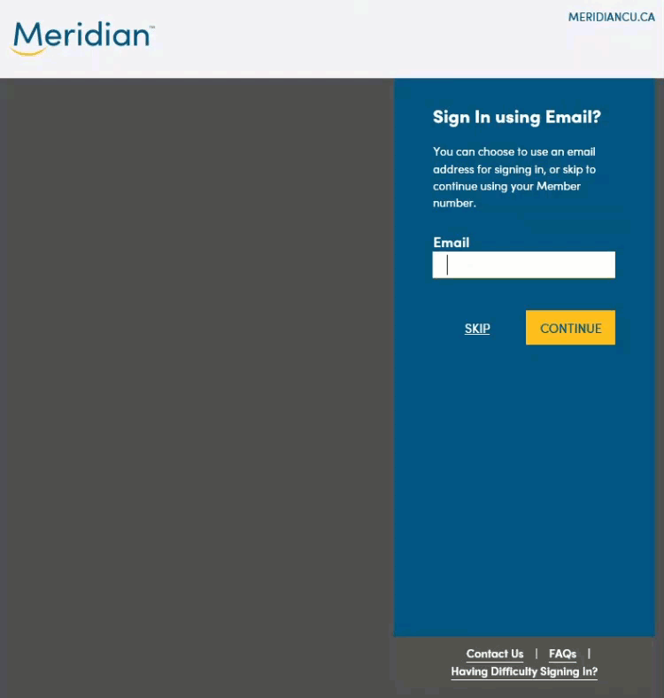 Option to sign in with email. User can enter email and select Continue or select Skip.