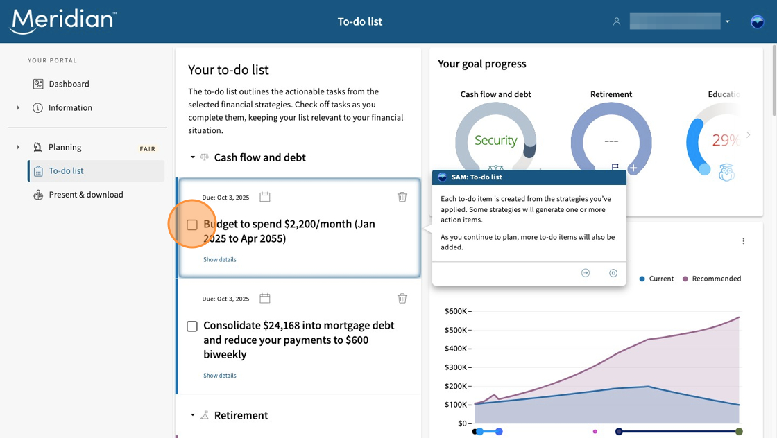 To-do list items open in the To-do tab
