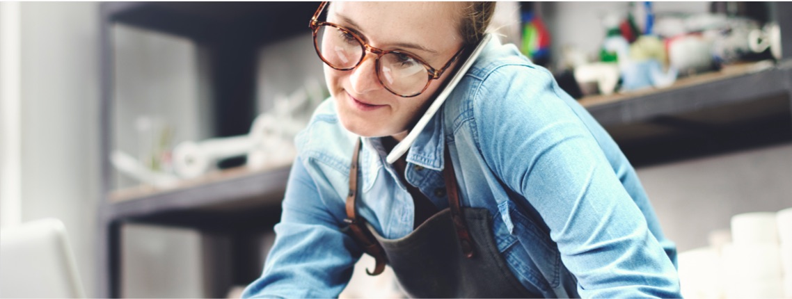 Smiling woman on the phone