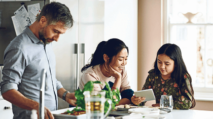 Family in their kitchen