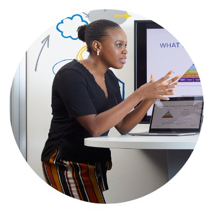 Female Meridian employee making a presentation