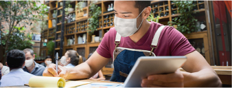 Man working with mask