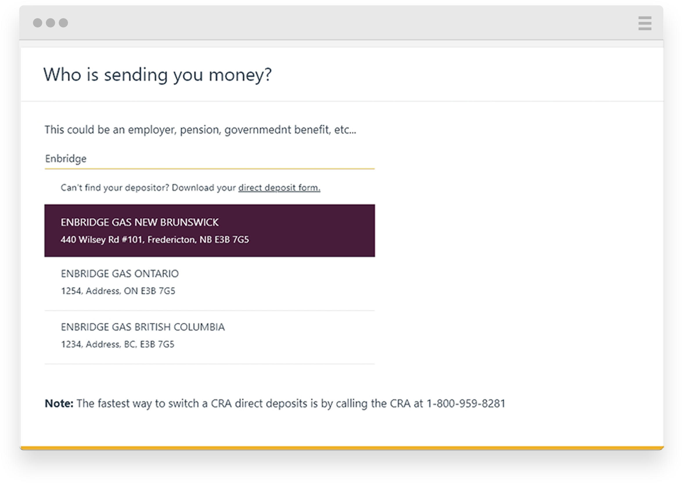 Screen where user enters the depositors sending them money