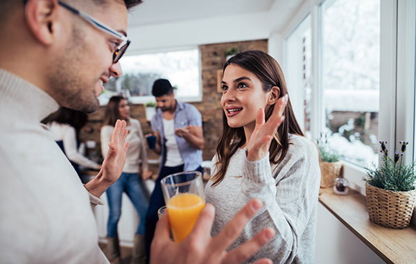 friends talking at a party